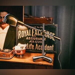 Nice Vintage Style Industrial Modern Ralph Lauren Home Brass Chrome Table Lamp.